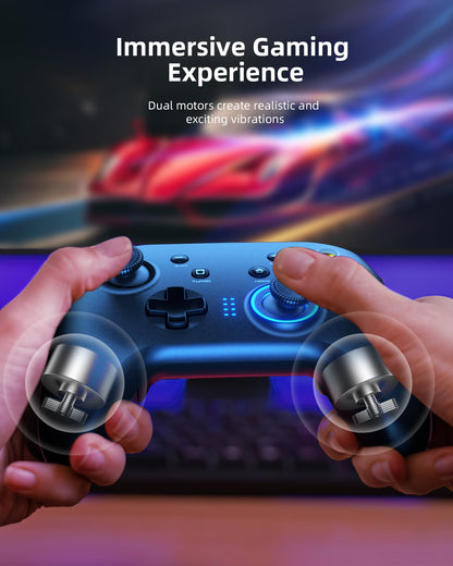 Forty4 Wireless Gaming Controller, Game Controller for PC Windows 7/8/10/11, PS3, Switch, Dual-Vibration Joystick Gamepad for Computer