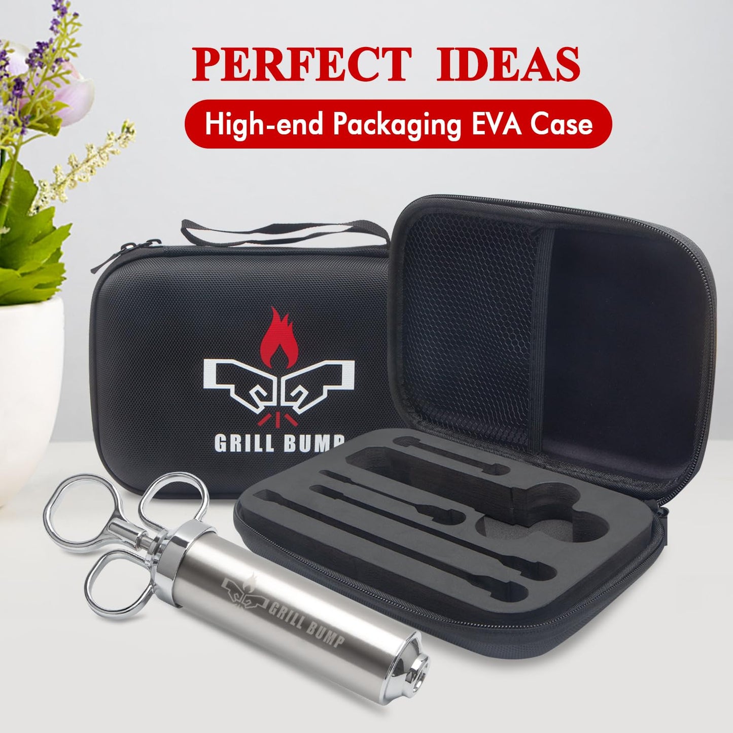 Grill Bump Meat Injector Syringe Kit for Smoker with 3 Flavor Food Injector Syringe Meat Needles, Injection Marinades Brine for Meat, Turkey; 2-oz, Including Paper and E-Book (PDF) User Manual