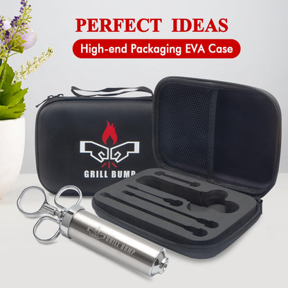 Grill Bump Meat Injector Syringe Kit for Smoker with 3 Flavor Food Injector Syringe Meat Needles, Injection Marinades Brine for Meat, Turkey; 2-oz, Including Paper and E-Book (PDF) User Manual