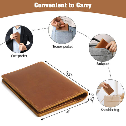 Jack&Chris Leather Passport Holder, Handmade Passport cover, Travel Wallet Cover Case for Men and Women, Leather Travel Documents Organizer Protector, JC107