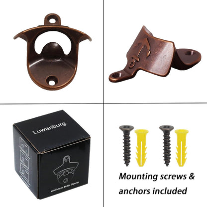 Nautical Wall Mounted Bottle Opener with Magnets, Antique Copper Magnetic Anchor Beer Cap Opener (Pack of 3)
