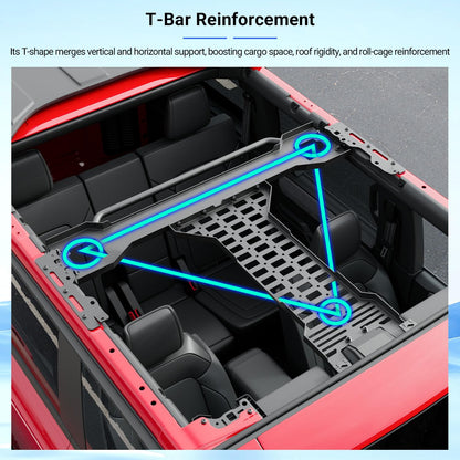 PTYYDS Overhead Molle Panel Compatible with 2021-2025 Ford Bronco 4 Door Roof Reinforcement Cross Bar Overhead Storage Rack Replacement for 2021-2025 Ford Bronco Accessories