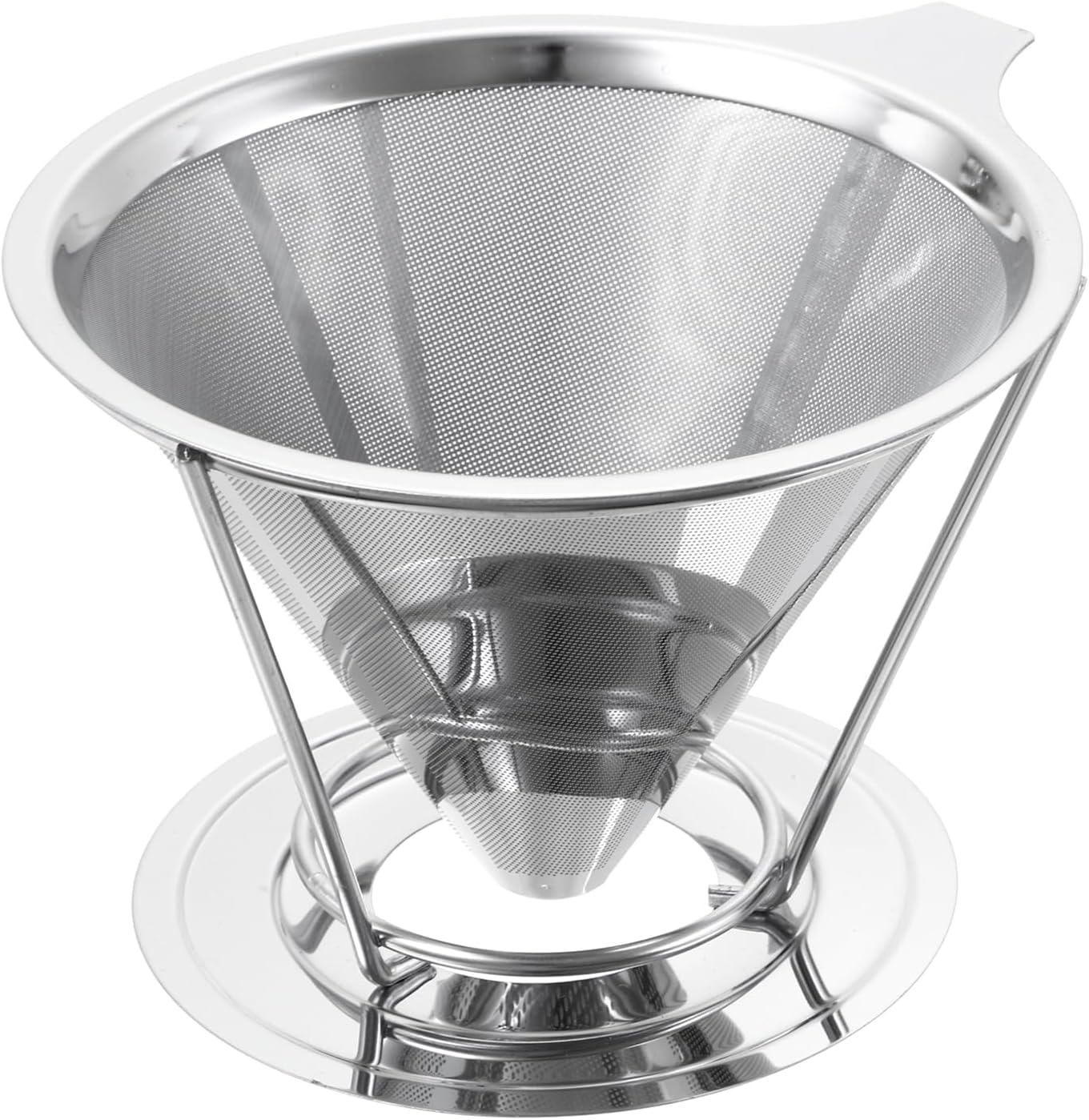 uxcell 600 Mesh Pour Over Coffee Dripper, 124mm Diameter Reusable Coffee Filter with Bracket