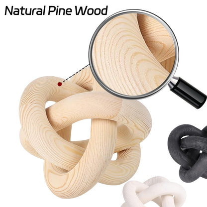 SHBLOMK 3 Link Hand Carved Wood Knot, Wood Chain Link Decor, Rustic Decorative Objects for Home, Living Room, Bedroom, Coffee Table, Modern Farmhouse Shelf Decor (Natural)