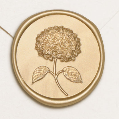 UNIQOOO Wax Seal Stickers - 3D Hydrangea Floral Wedding Invitation Envelope Seal Stickers, 50 Pcs Self- Adhesive Light Gold Stickers, Perfect for Invitation, Christmas, Gift Wrapping