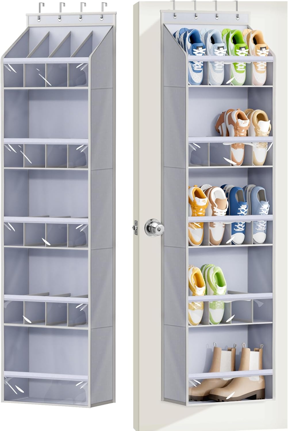 20 Closet KEETDY Pairs Over The Door Shoe Organizer for Large Clear Pockets Hanging Shoe Rack for Door Hanger Boot