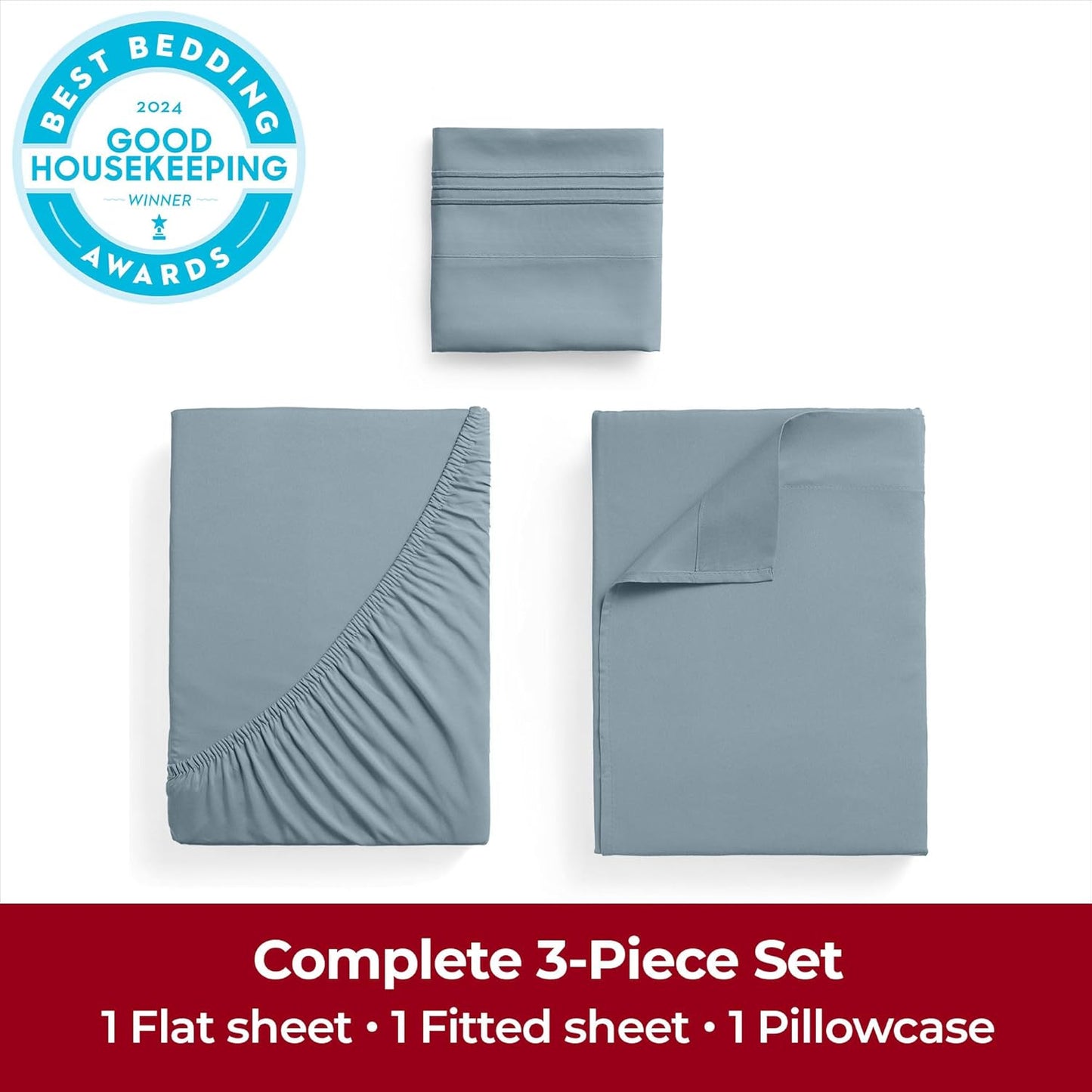 Mellanni Extra Deep Twin XL Sheets - Hotel Luxury, Ultra Soft & Cooling - Wrinkle Resistant (Twin Extra Long, Spa Blue)