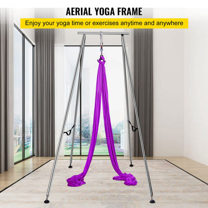 VEVOR Yoga Sling Inversion, 9.6 FT Height Inversion Yoga Swing Stand, Max Capacity 551 LBS Aerial Yoga Frame with 39.4 FT/12 M Yoga Swing Inversion Sling Body Bundle Safety Belts Purple