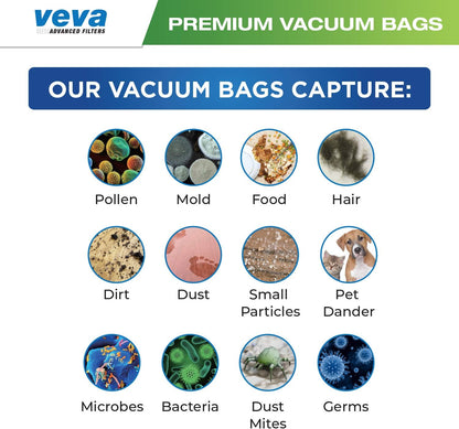 VEVA 30 Pack Premium HEPA Vacuum Bags, Odor Fighting Style CC, Hypo-Allergenic for Oreck Models XL5, XL7, XL21