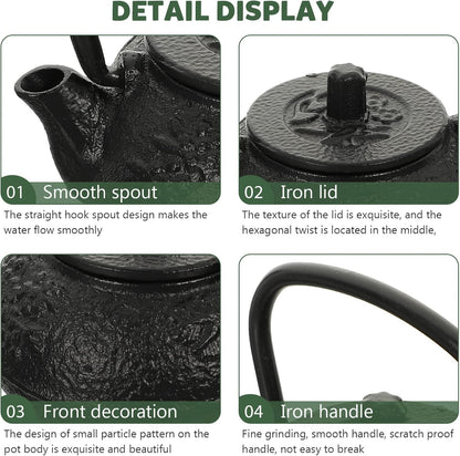 Luxshiny Cast Iron Teapot - Mini Iron Teapot, Chinese Kung Fu Teapot for Office, Home, Tea House, Stove Kettle, Chinese