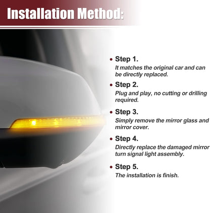 ACROPIX Car LED Front Right Side Mirror Turn Signal Light, Fit for Chrysler Town Country - Pack of 1 Silver Tone