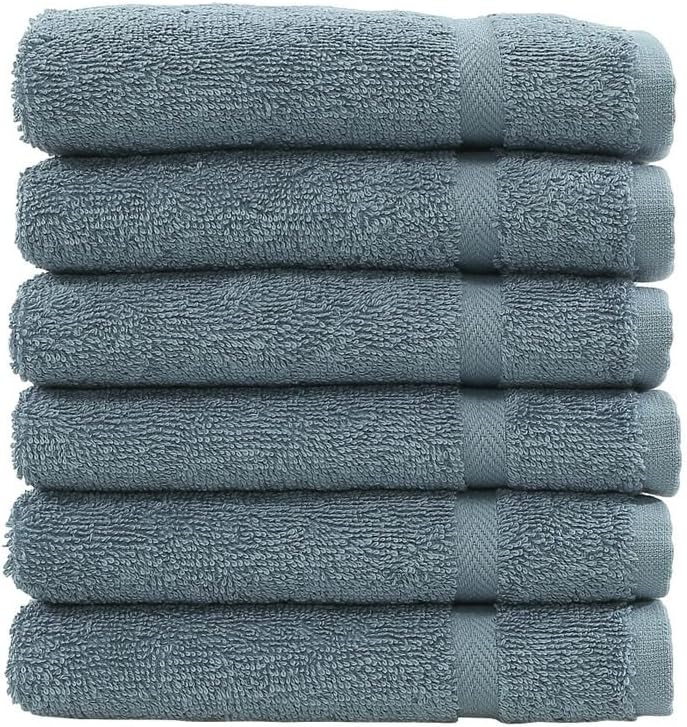 Linum Home Textiles 100% Set 6, Turkish Cotton Denzi Washcloths, of Light Blue
