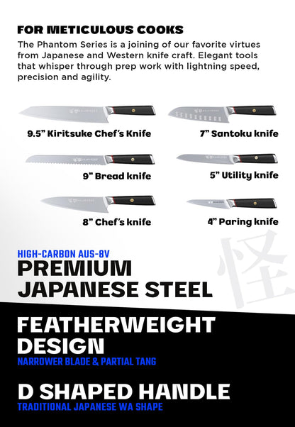 Dalstrong Knife Block Set -6pc- Magnetic Knife Stand-Phantom Series-Japanese High-Carbon AUS8 Steel-Knife Kitchen Set-Pakkawood Handle-Men's Valentines Gift