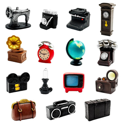 Miniature Home Appliances Retro Furniture - 15Pcs 1inch Mini Simulated Resin Camera Telephone TV Figurines Models Ornaments for DIY Diorama Micro Landscape Craft Accessories Decor