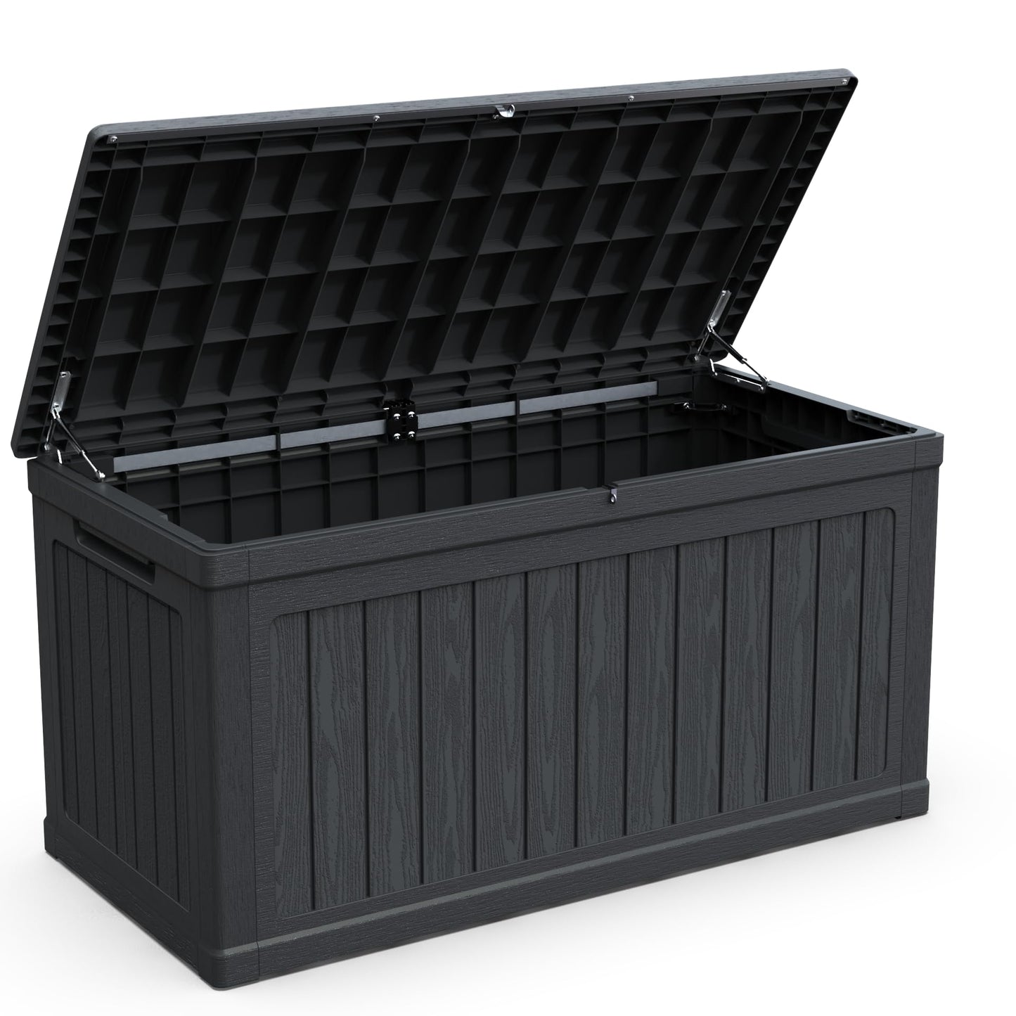 230 Gal Weatherproof Deck Box Large Outdoor Storage Organizer, Double Wall Resin Storage Chest for Patio Furniture, Cushions & Tools, Waterproof, Lockable, Bench Style Table (440lbs Capacity, Black)