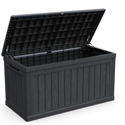 Seeheool 230 Gallon Large Outdoor Storage XXL Deck Box for Patio Furniture, Outdoor Cushions, Garden Tools and Sports/Pools Equipment, Waterproof Resin, Lockable, Black