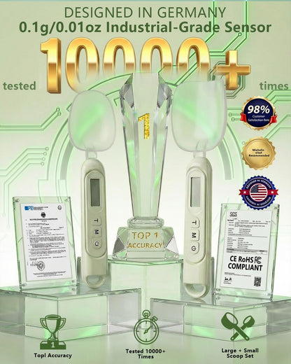 2026 Upgraded 2-In-1 Digital Measuring Spoon 【High-Precision 0.01oz/0.1g · Tested 10000+】 Baking Scale 【7-Unit】 Digital Kitchen Scale for Baking, Gram Scale for Weight Loss, Large & Small Scoop, Green