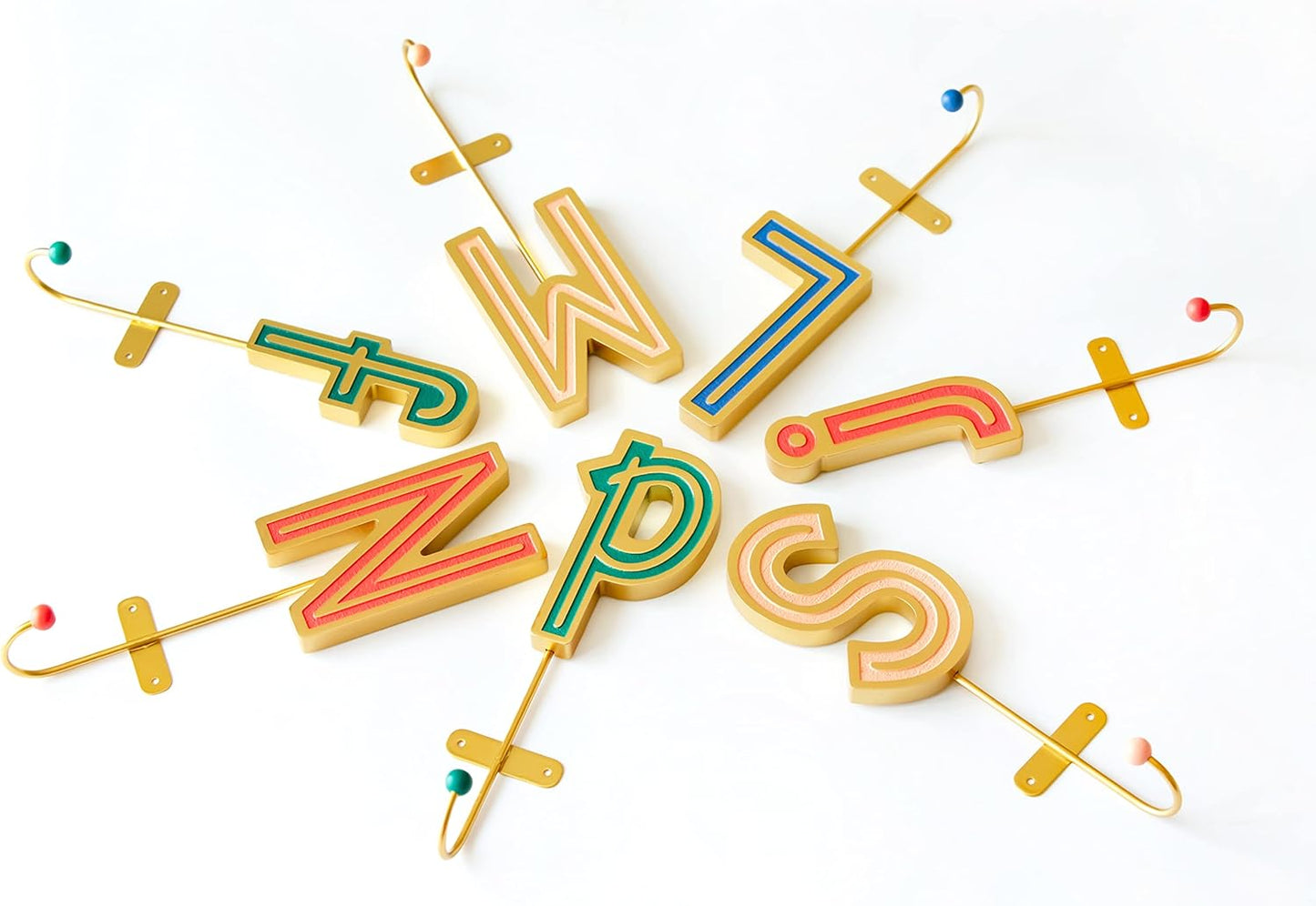 COLLECTIVE HOME Monogram Wall Hooks, Wall Mounted Hooks for Hanging, Decorative Wall Hangers for Coat, Scarf, Bag (P)