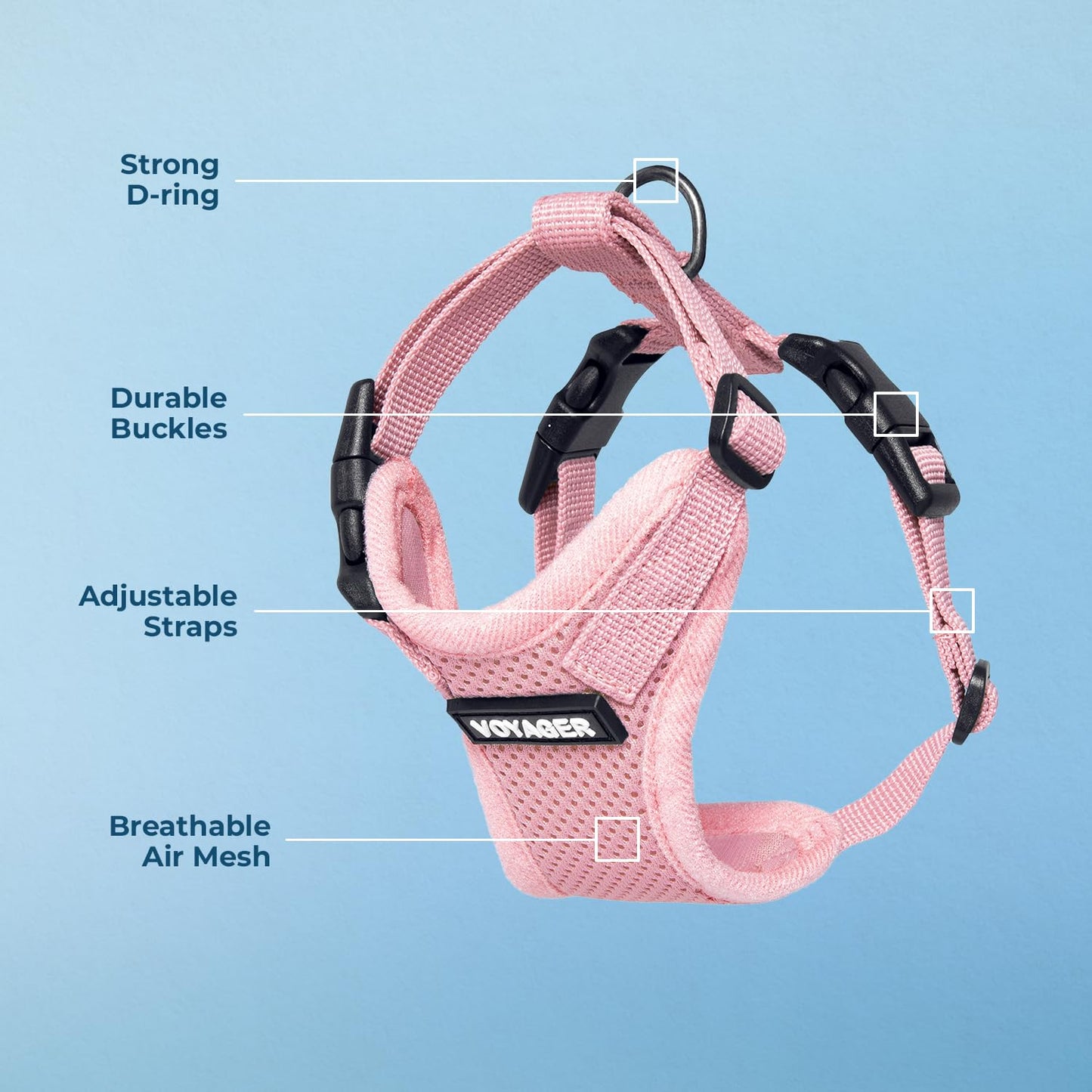 Voyager Step-in Lock Pet Harness - All Weather Mesh, Adjustable Step in Harness for Cats and Dogs by Best Pet Supplies - Pink, M