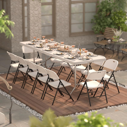 Nazhura 650 Weight Limit Heavy Duty Plastic Folding Chair with Reinfoced Steel Frame for Indoor and Outdoor, Wedding, Party, Restaurant, Meeting Room, Patio and Garden (White, 12 Pack)