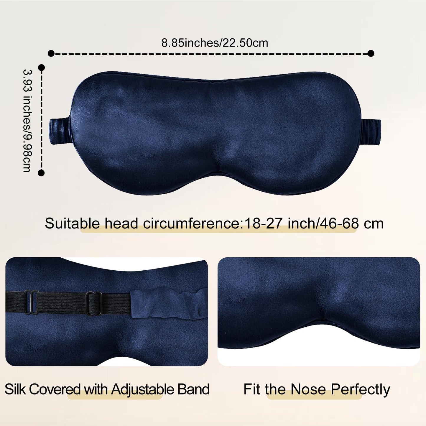 ZIMASILK Adjustable 100% 22 Momme Mulberry Silk Sleep Mask for Sleeping, Filled with Premium Mulberry Silk, Softest & Breathable Blackout Eye Sleeping Mask (Black)