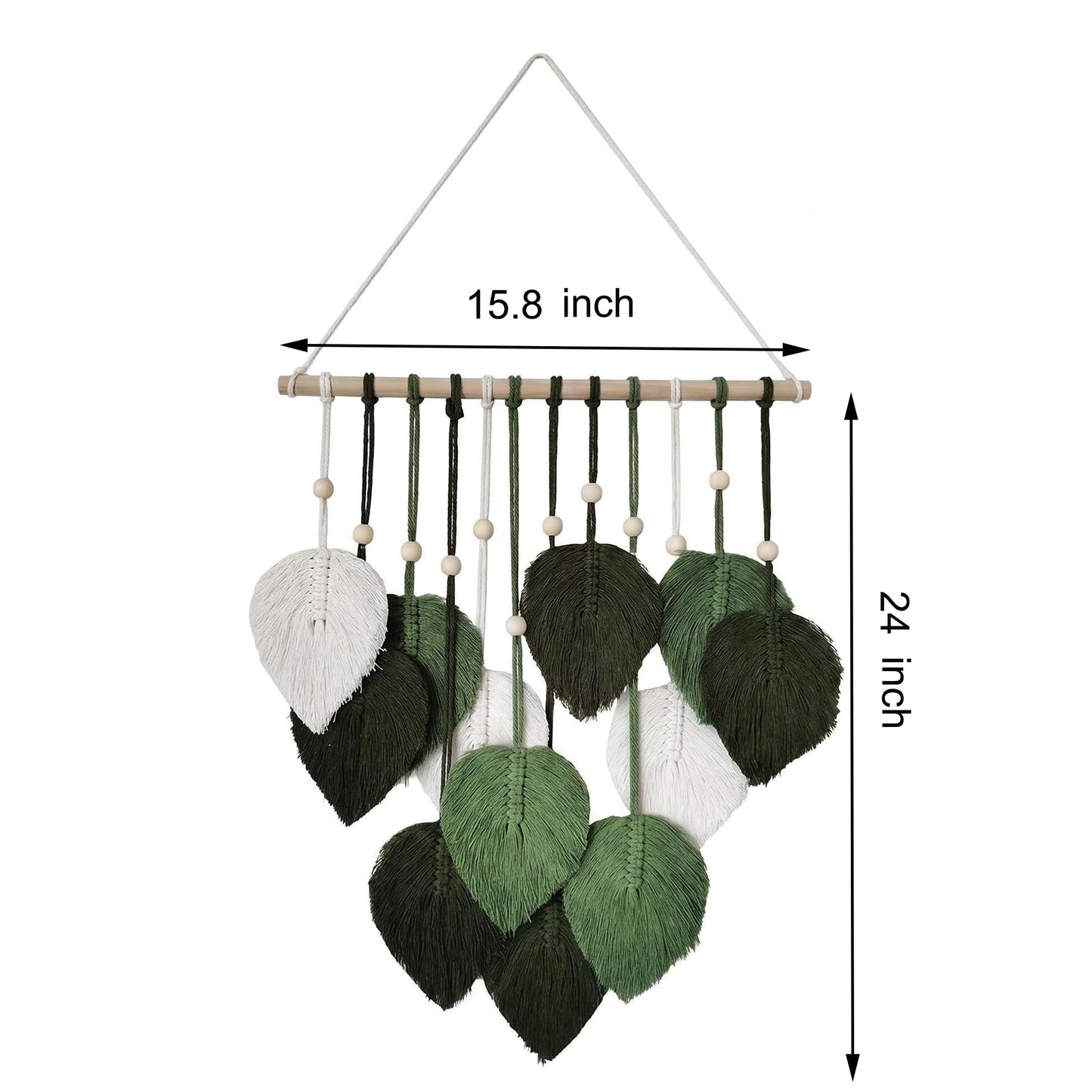 Jditngp DIY Macrame Leaf Wall Hanging Beginners Boho Wall Leaf Tapestry Kit Handmade Woven Tapestry Feather Wall Hanging DIY Macrame Kit for Adults Birthday Gift DIY Craft Kits 15.8" (Green)
