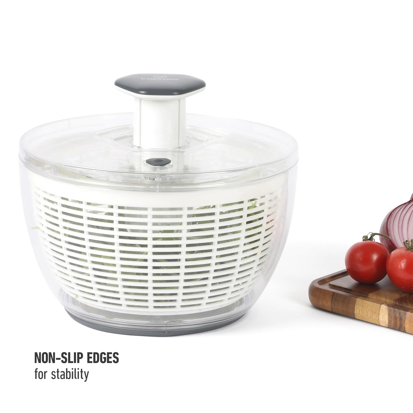 Calphalon Aero 6.3 Qt Salad Spinner, Fruit Wahser, Fruit Washing Bowl with Strainer, Vegertable Cleaner, Salad Cleaner, Lettuce Washer