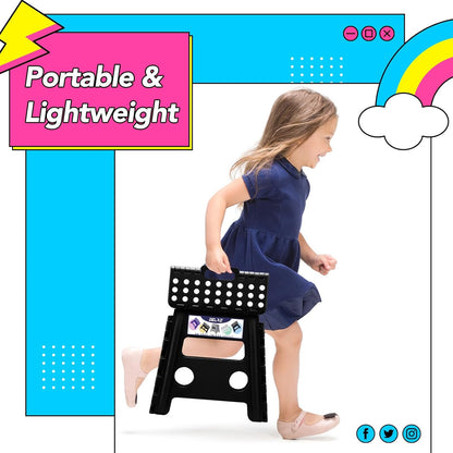 13 inch 2 Pack 300 LBS, Delxo Folding Step Stool, Non-Slip Foldable Stools Up to Step Stool with Handle, Lightweight