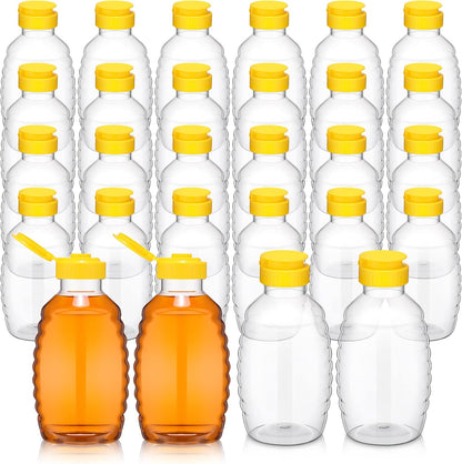 24 (16oz) Pcs Clear Plastic Honey Bottles Plastic Skep Style Jar Honey Squeeze Bottle Empty Refillable Honey Dispenser
