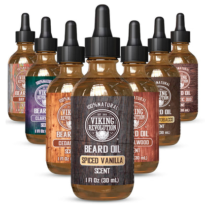 Viking Revolution Sandalwood Beard Oil for Men - Natural Mens Beard Oil with Argan Oil and Jojoba Oil - Beard Softener, Strengthens and Moisturizes - Beard Conditioner for Men (Sandalwood, 1 Pack)