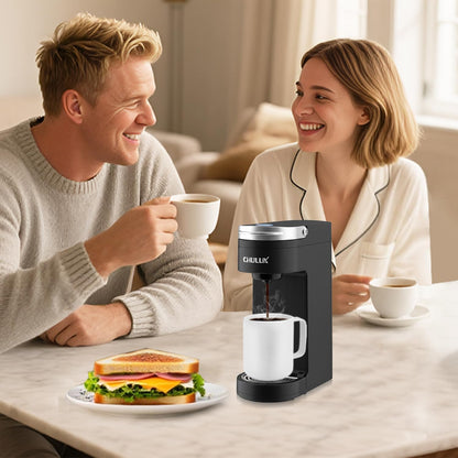7.3" 6 12oz CHULUX Slim Single Serve Coffee Maker for K Pods, One Cup Coffee Maker Fits Travel Mugs, Coffee Machine