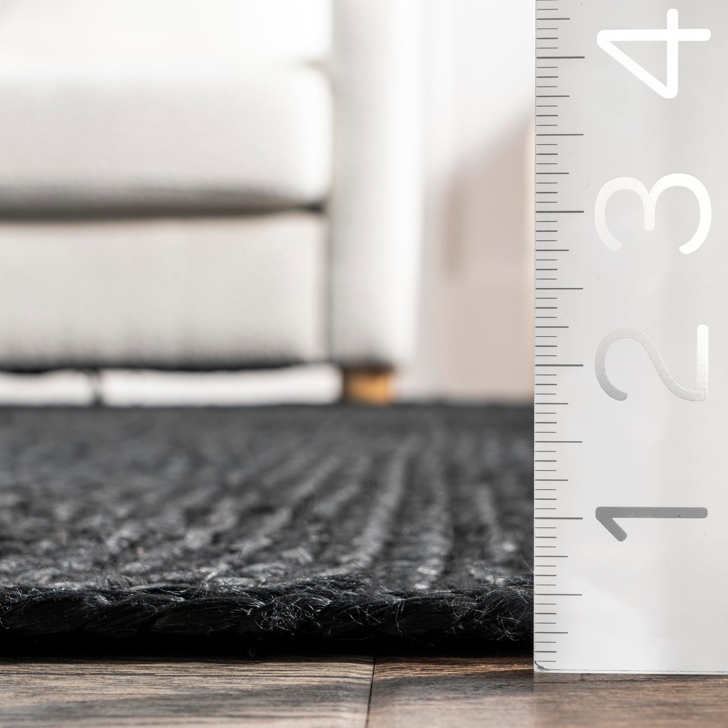 nuLOOM 9x12 Rigo Jute Hand Woven Area Rug, Black, Solid Farmhouse Design, Natural Fiber, For Bedroom, Living Room, Dining Room, Hallway, Office, Kitchen, Entryway