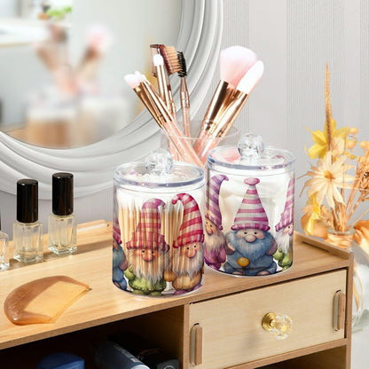 Gnomes Pink 2PC Airtight Transparent Plastic Storage Jar - Food Storage Container for Herbs, Tea, and More