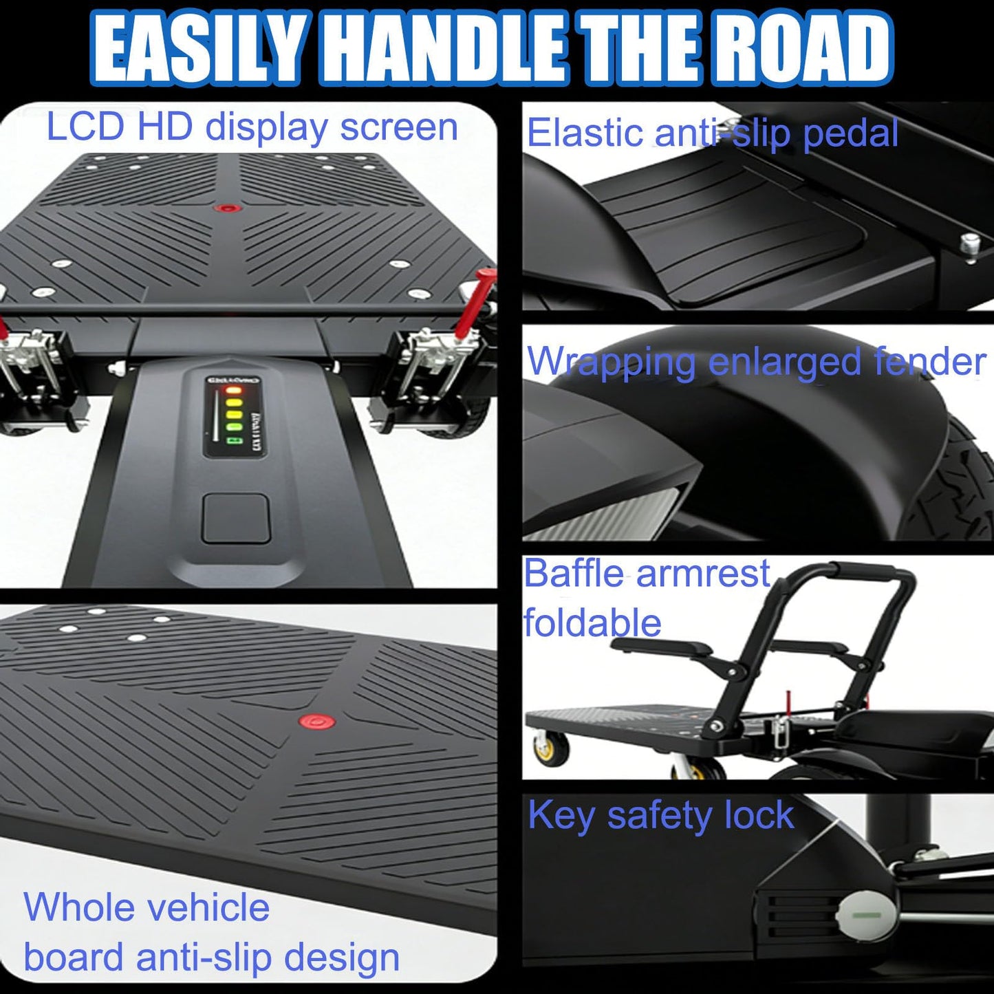 ErShangMao Electric Platform Cart,Motorized Garden Cart,Electric Flatbed Pallet Truck,8" Explosion-Proof Tires,660lbs Capacity,12km/H Speed,35km Range,Foldable Frame for Warehouse&Logistics 90 * 60cm