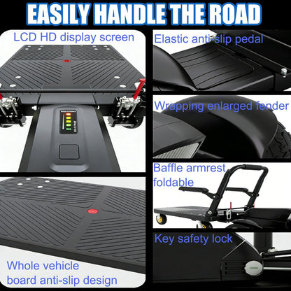 ErShangMao Electric Platform Cart,Motorized Garden Cart,Electric Flatbed Pallet Truck,8" Explosion-Proof Tires,660lbs Capacity,12km/H Speed,35km Range,Foldable Frame for Warehouse&Logistics 90 * 60cm