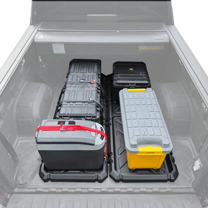 IIIREENO Slide-Out Truck Bed Organizer Tray (2-pack), Heavy Duty Cargo Storage System with Easy Tailgate Access, Fits 5'7" & Longer Beds, Durable HDPE Material, No Drilling
