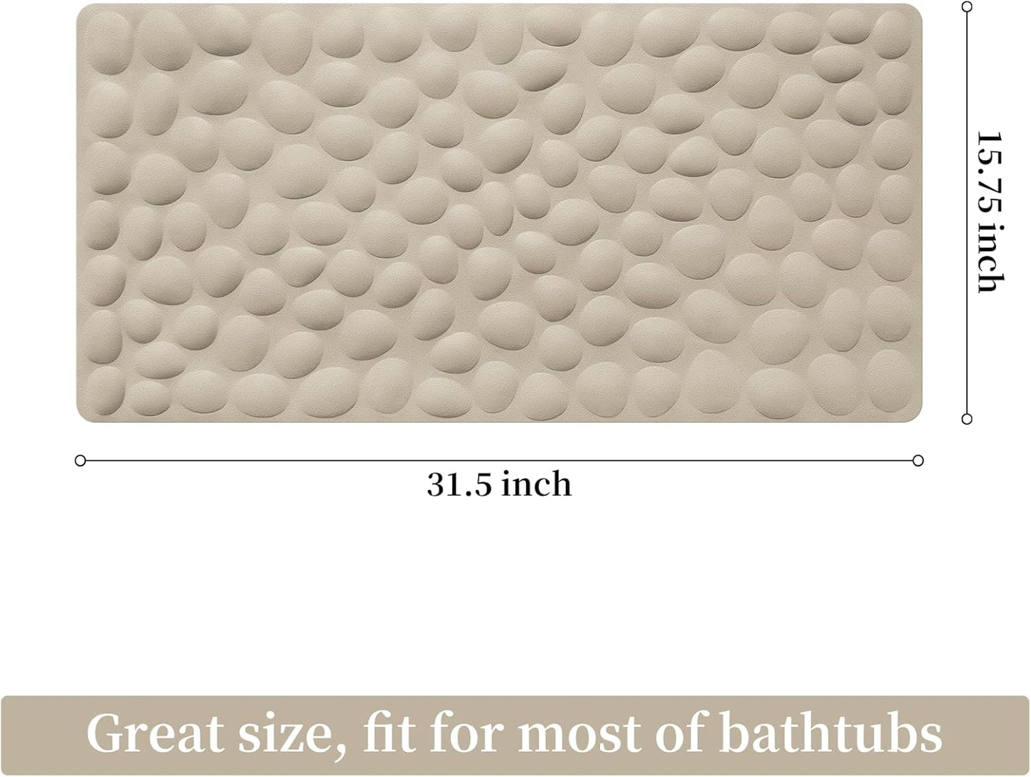 16x31.5 inch OTHWAY Bathtub Mat Non Slip, Rubber Bath Mat for Kids for Baby, Large Bath Mats for Bathroom Tub
