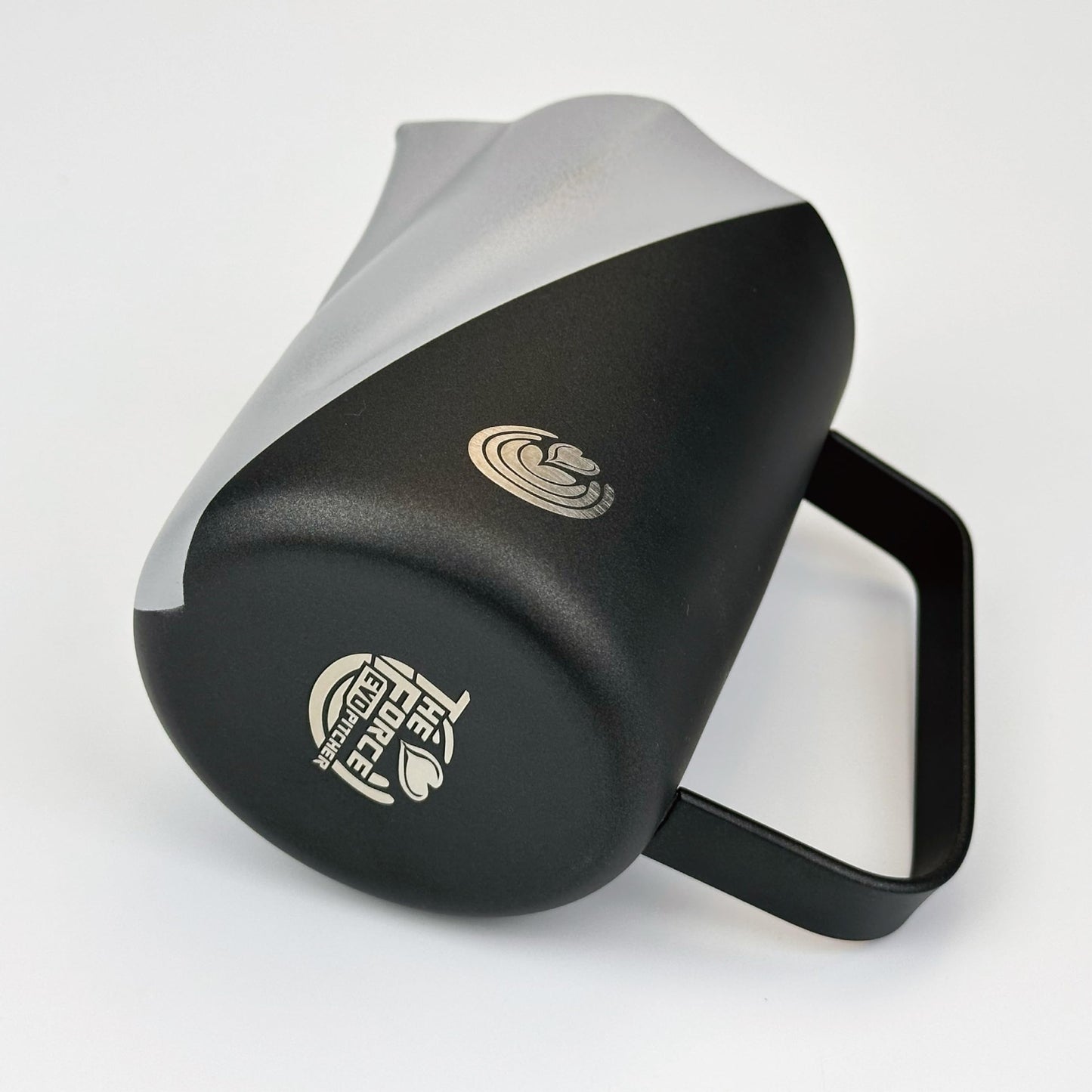 Barista Swag Curved Body Coffee Milk Frothing Cup for Espresso Machines Latte Art 500ml Steaming Pitchers (Matte Gray-Black)