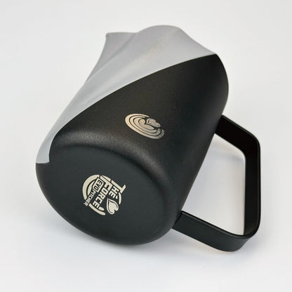 Barista Swag Curved Body Coffee Milk Frothing Cup for Espresso Machines Latte Art 500ml Steaming Pitchers (Matte Gray-Black)