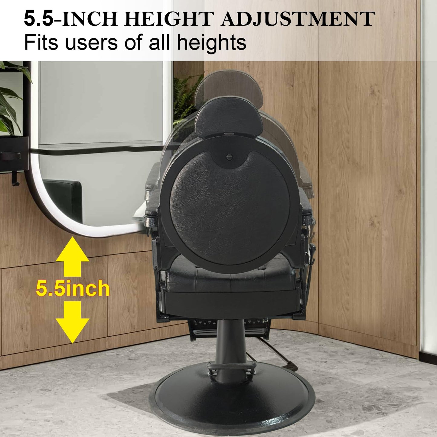 WINEDYOUNG Heavy Duty Vintage Recline Barber Chair All Purpose Reclining Salon Chair 360° Rotatable Barber Chair, Hydraulic with Headrest, Professional Salon Beauty Spa Shampoo Equipment