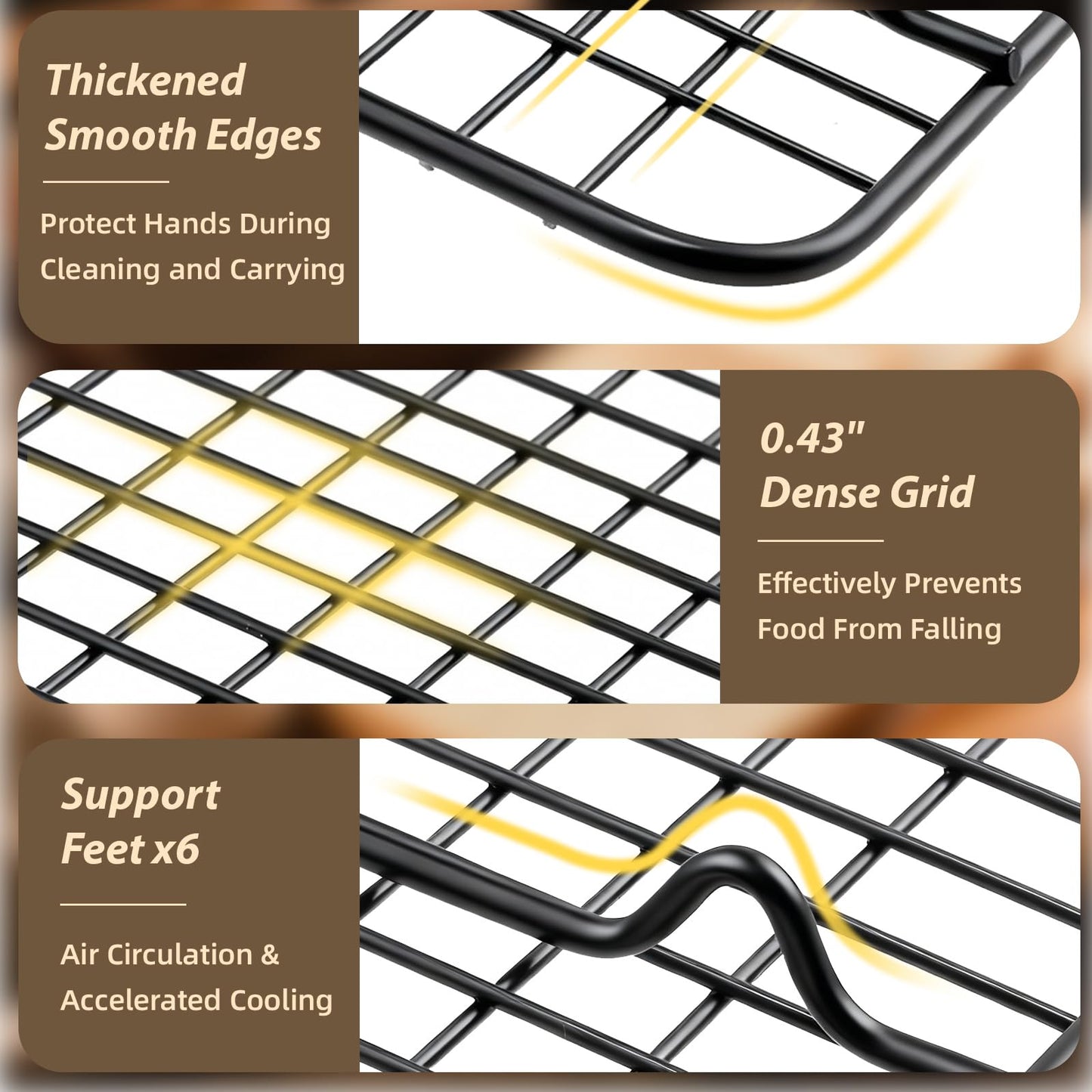 Pleafind 3 PCS Stackable Cooling Rack -16 x 10 Inch Wire Rack, Heavy Duty Stainless Steel Baking Racks, Cooling Racks for Cooking and Baking Cookie Pizza Cake, Oven and Dishwasher Safe