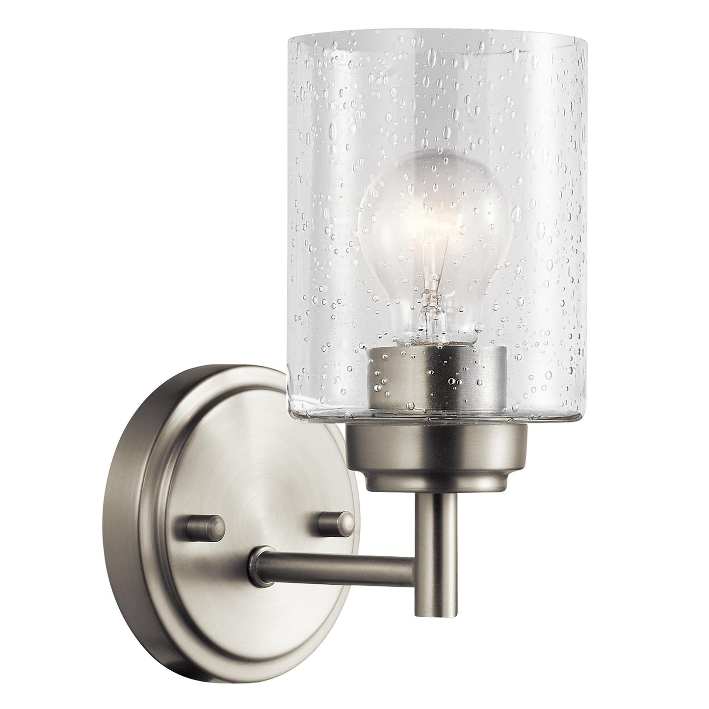 Kichler Winslow 9.25" Wall Sconce in Brushed Nickel, 1-Light Modern Wall Mount Fixture with Clear Seeded Glass , 45910NI