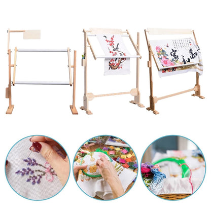 Cross Stitch Frame Wooden Cross Stitch Frame Height Adjustable Embroidery Rack Stand for Stitching Sewing Craft(US 6)