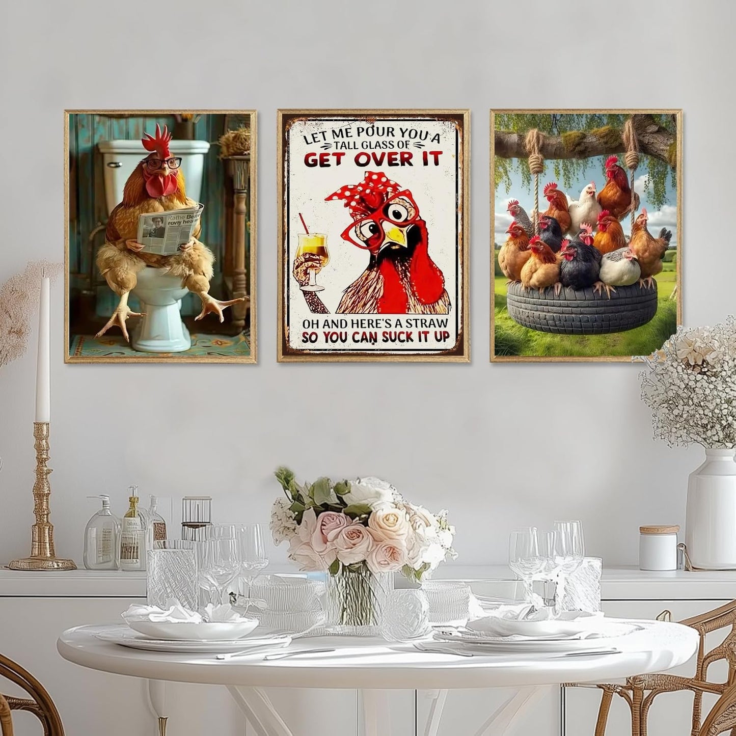 TCDZMYGS 3 Pack Diamond Art Kits for Adults, Chicken Diamond Painting Kits for Adults Beginner, 5D DIY Round Full Drill Gem Crystal Art, Adults Paint by Diamonds Dots for Home Wall Decor 12x16 inch
