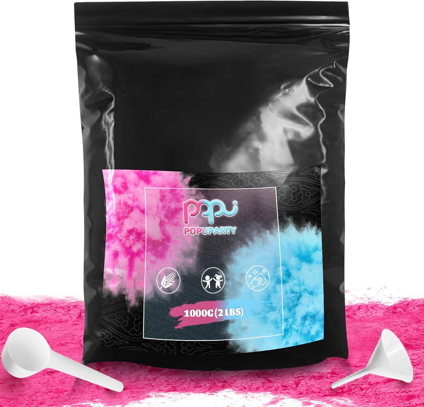 1 Pack 2 lbs POPUPARTY Black-out Gender Reveal Powder- Pink Powder Perfect for Baby Gender Reveal, Car Burnout, Color