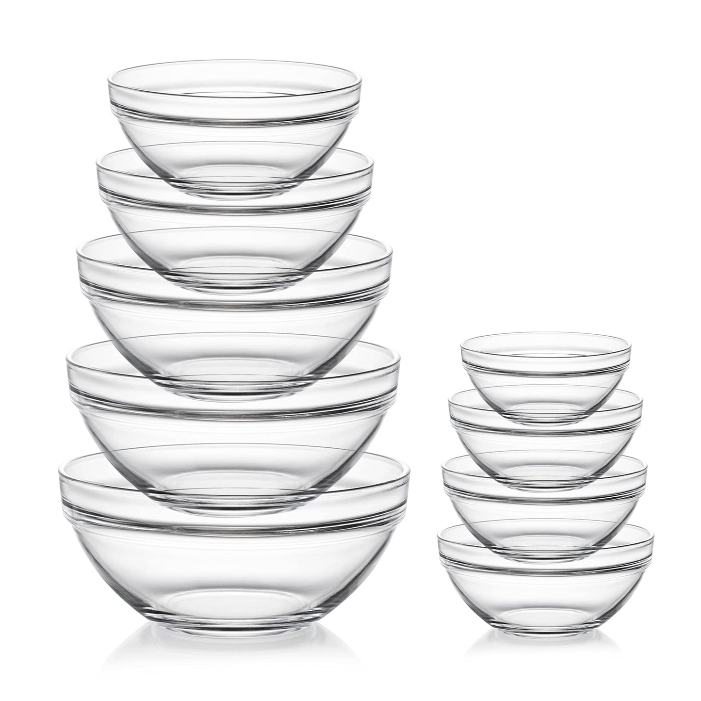 Sweejar Glass Mixing Bowls Set(set of 9),Nesting Bowls for Space Saving Storage,Great for Cooking,Baking,Prepping,Stackable Bowl Set…