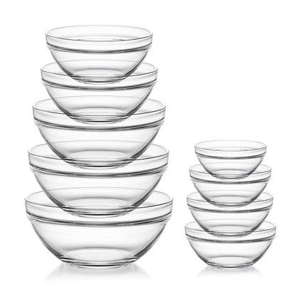 Sweejar Glass Mixing Bowls Set(set of 9),Nesting Bowls for Space Saving Storage,Great for Cooking,Baking,Prepping,Stackable Bowl Set…