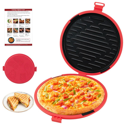 9.5Inch Microwave Sandwich Maker, Microwave Grilled Cheese Maker, Microwave Pizza Oven, Pizza Mark, Bacon Cooker, Toaster, Removable Non-Stick, Grill Crispy in Minutes for Office, Dorm, Travel, Home
