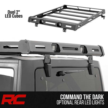 Rough Country Roof Rack for Jeep Wrangler JK (2007–2018) - Heavy-Duty Cargo Rack, Freedom Top Compatible, Low-Profile Overland Design