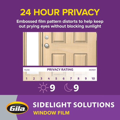 Gila Privacy Décor Frosted Glass Sidelights Window Film, 1ft x 6.5ft, DIY Static Cling